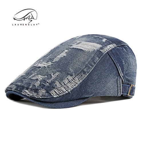 Wholesale Spring Summer Autumn Cowboy Bucket Hat, Korean Style Fashion Washed Distressed Duckbill Cap for Women Ethnic Forward Hat