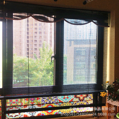 竹帘卷帘窗帘隔断装饰背景墙阳台窗帘卷帘隔断客厅茶室民宿遮阳卷|ru