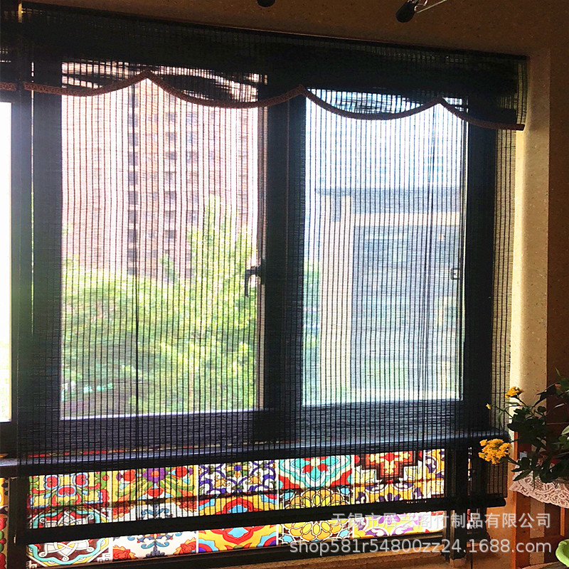 竹帘卷帘窗帘隔断装饰背景墙阳台窗帘卷帘隔断客厅茶室民宿遮阳卷|ru