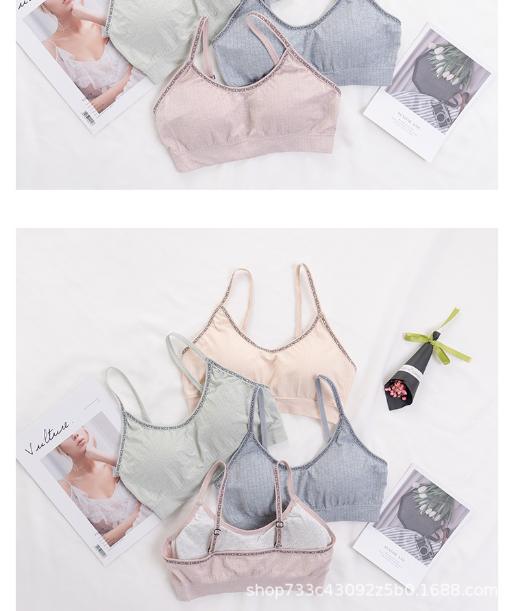 New popular English letter pure cotton lining, versatile Korean-style sports adjustable back and chest fit comfortable underwear for women detail image 10