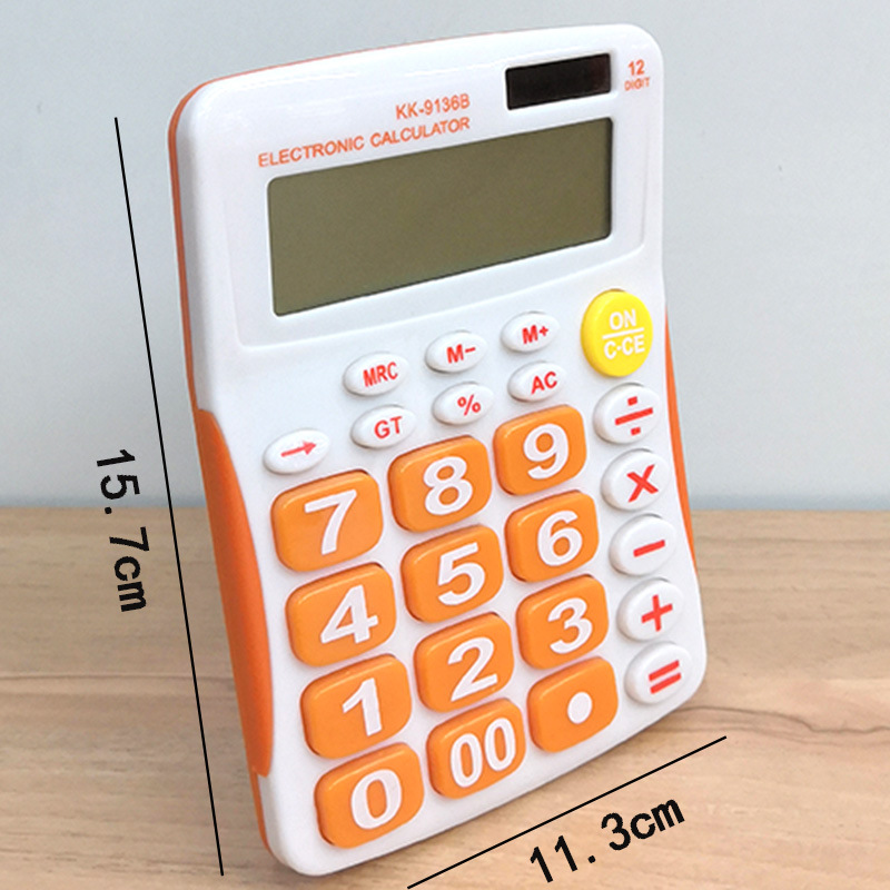 KK9136B中等台式办公计算器宽屏12位数彩色计算器广告计算器