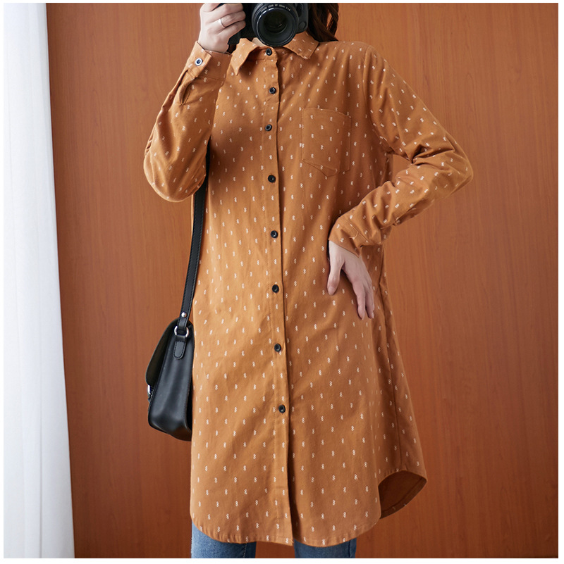 Long-Sleeved All-Match Blouse Plus Size able Loose Shirt NSYF1831