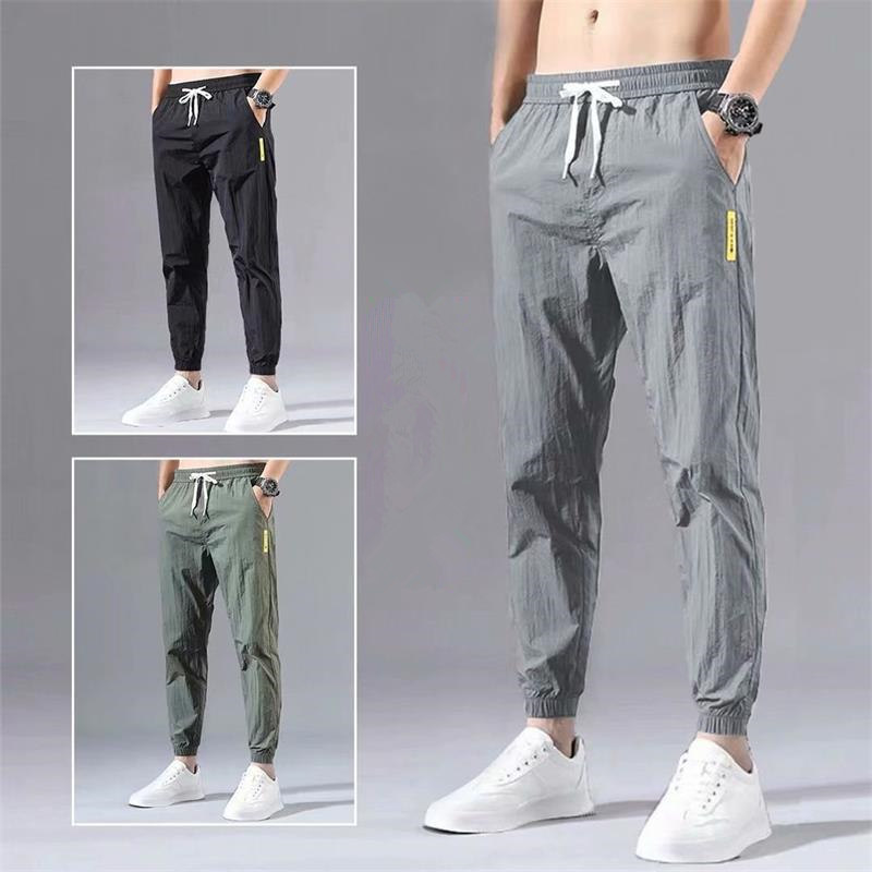 Sports quick dry summer thin breathable silk elastic trousers for…