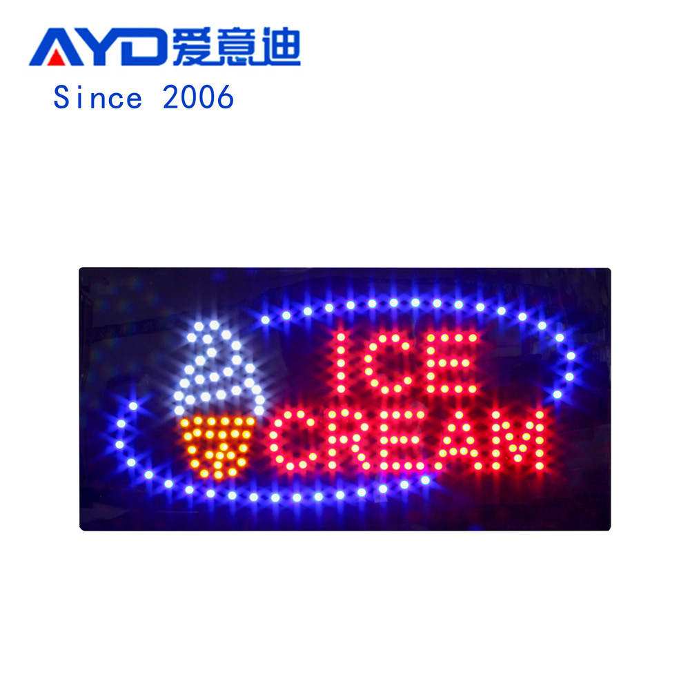 跨境LED灯箱雪糕店铺营业电子灯箱 LED Ice Cream Sign 60x30 cm