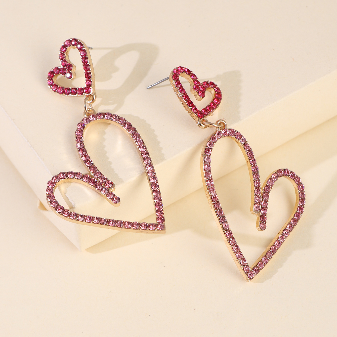 Big Earring Jewelry Alloy Heart-shaped Colorful Diamond Pierced Earrings Wholesale Nihaojewelry display picture 9