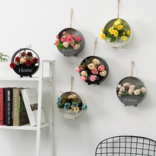 卧室墙上装饰花餐厅客厅铁艺墙面墙壁装饰花卉创意阳台欧式花篮