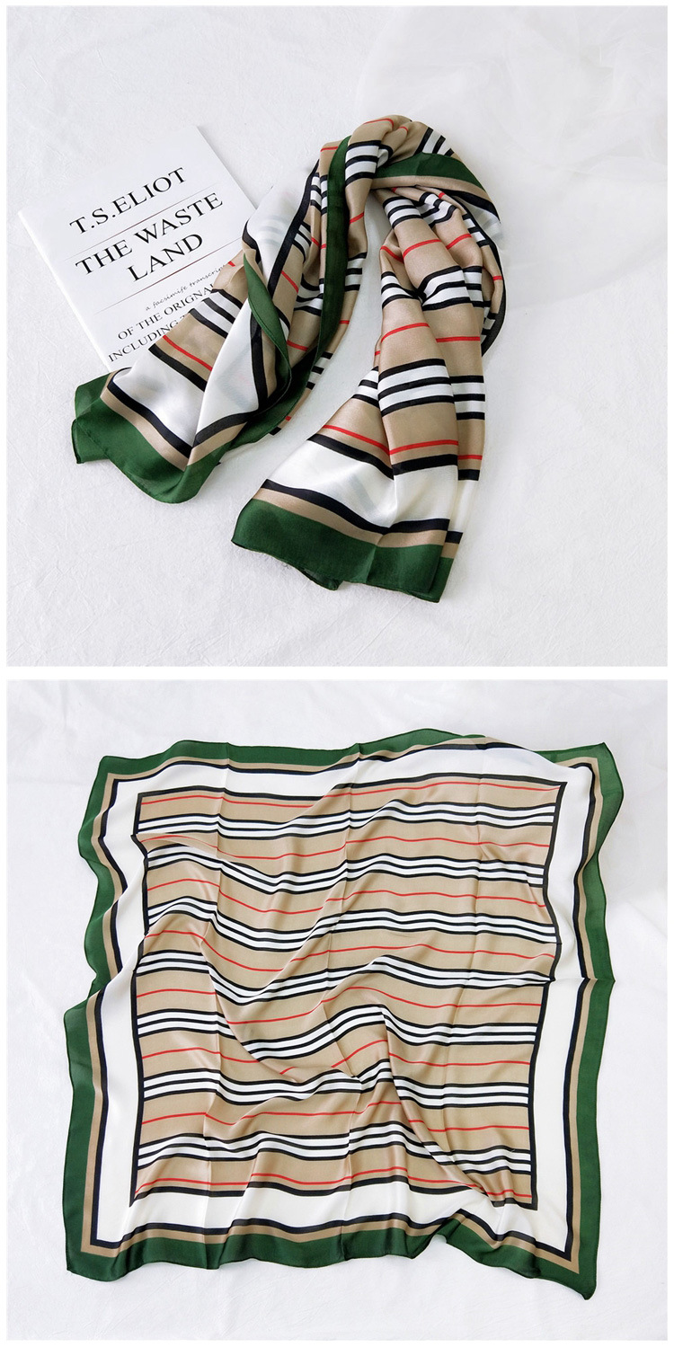 Sweet Style Women's Sweet Color Block Satin Printing Silk Scarves