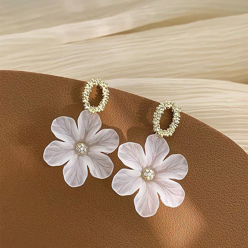 New Flower Trendy 925 Silver Needle White Petal Long Fairy Alloy Earrings display picture 1