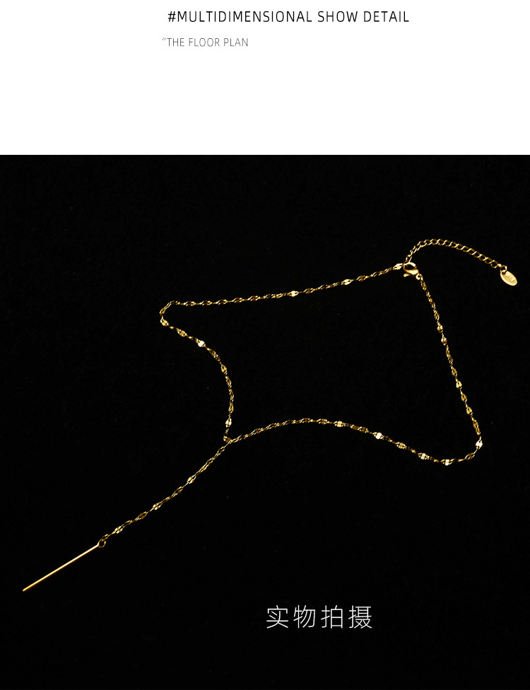 Fashion Digital Y-shaped Necklace Y-shaped Tassel Short Necklace Clavicle Necklace Titanium Steel Necklace Wholesale Nihaojewelry display picture 4