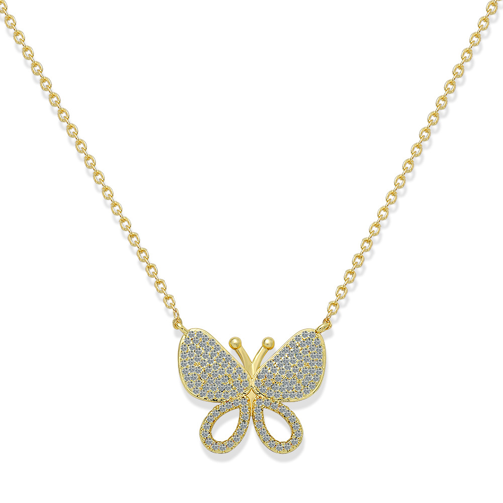 Korean Fashion  Copper Inlaid Zirconium Butterfly Simple Creative Fashion Full Diamond Luxury Copper Necklace Wholesale display picture 17