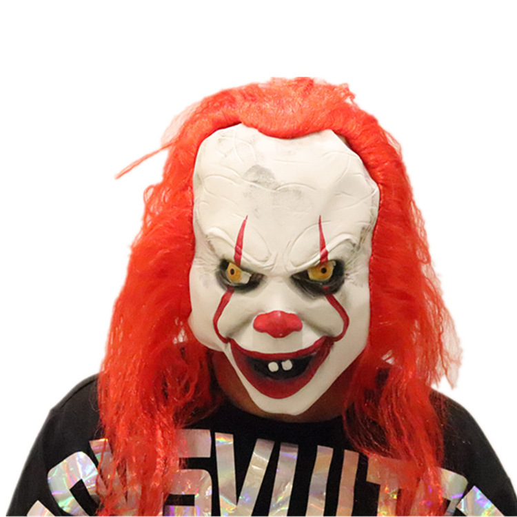 Halloween horror payaso alma máscara sombrerería nuevo pelo rojo payaso máscara ventas directas de fábrica Amazon Venta caliente