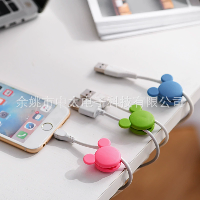Cross -border hot -selling double -ear solid thread cartoon cute wire card buckle office learning desktop winding device