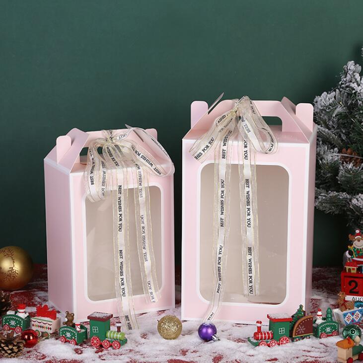 En stock Bolsa de regalo de Navidad bolso de la ventana Nochebuena Apple embalaje caja de cartón regalo de mano caja de dulces bolsa de regalo