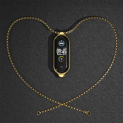 适用小米手环5 4 3吊坠金属磁吸水滴挂坠不锈钢项链新款DIY腕带