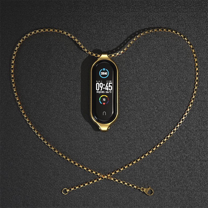 适用小米手环5 4 3吊坠金属磁吸水滴挂坠不锈钢项链新款DIY腕带