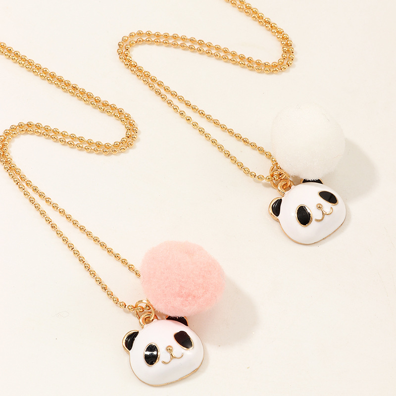 Chinese Style Cute Panda Alloy Dripping Oil Necklace Creative Animal Short Necklace Wholesale display picture 3