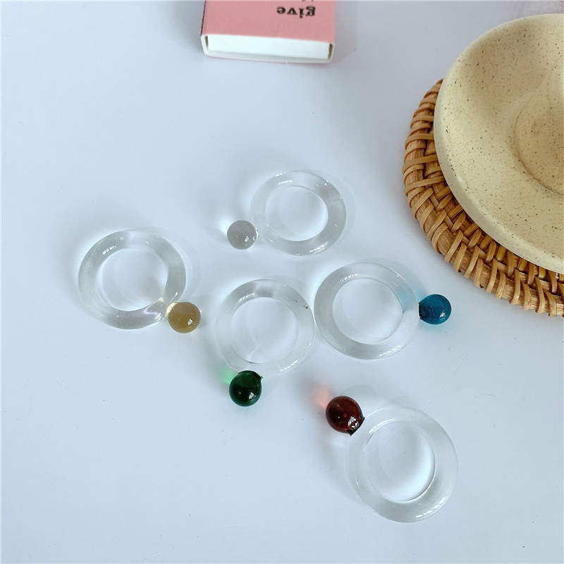 Glass Translucent Multicolor Transparent Ring Index Finger Ring Fashion Ring Wholesale Nihaojewelry display picture 6