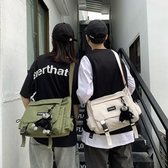 ins斜跨包男韓版簡約學生單肩背潮流元素工裝包包大容量廠家直銷