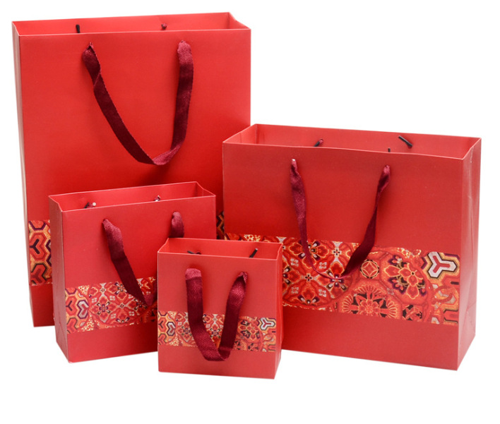 Bolsa de regalo del Día de Año Nuevo Bolsa de regalo de estilo chino Bolsa de papel portátil Bolsa de papel Bolsa de regalo