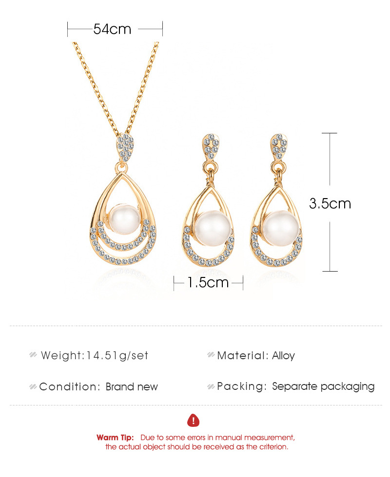 Pearl Jewelry Set Temperament Droplet Necklace Earrings Two Pieces Personality Elegant Bridal Earrings display picture 1