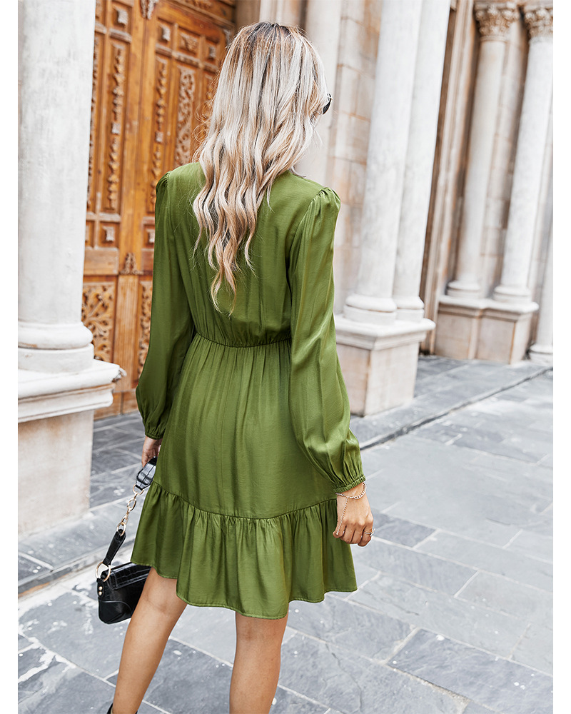 women s clothing 2020 new autumn solid color tie rope dress NSKA198