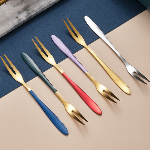 Internet-famous Instagram fruit fork 304 stainless steel fruit skewers creative tableware household mooncake fork restaurant dessert fork