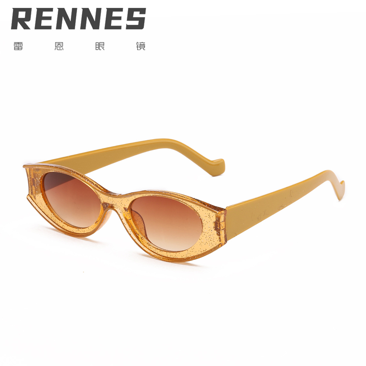 2021 Nuevo Marco oval ins gafas de sol de ojo de gato europeas y americanas punto pintura personalidad gafas de sol marco grande pasarela gafas 97082