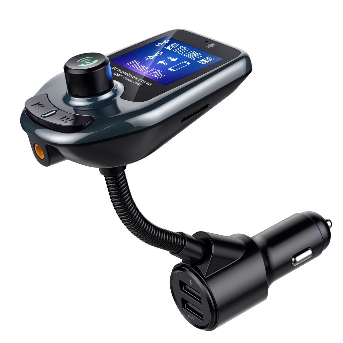 Reproductor de MP3 para coche D4, Bluetooth para coche 5.0 manos libres, transmisor FM, cargador para coche USB QC3.0