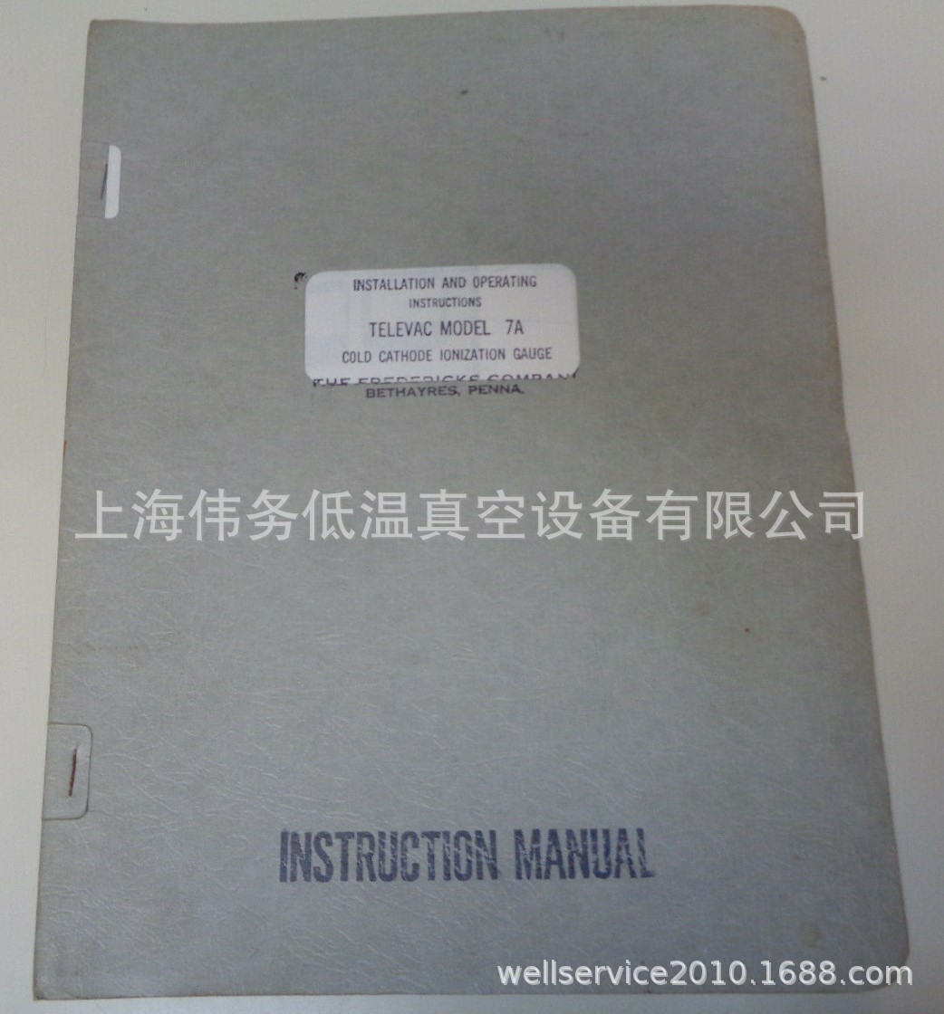 Televac 7A Cold Cathode Ionization Gauge Instruction Manual