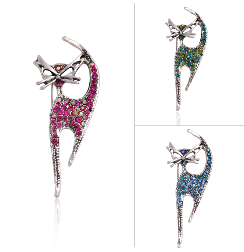 Fashion Cat Alloy Inlay Rhinestones Women's Brooches display picture 2