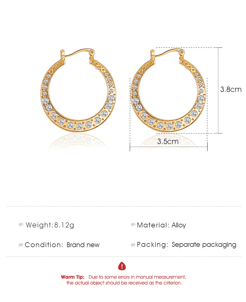 New Retro Style Exaggerated Hollow Large Circle Earrings Inlaid With Diamond Fan-shaped Earrings Wholesale Nihaojewelry display picture 1