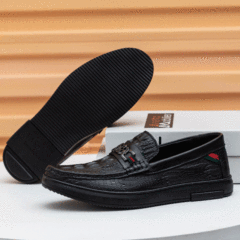 2020 Autumn New Genuine Calfskin Bean Bag Shoes Fashion Crocodile Print Slim Fit Casual Men's Flat Stitched Shoes