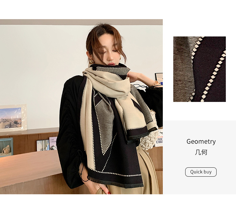 Trendy All-match Cashmere Shawl Dual-use Long Thick Warm Scarf display picture 3