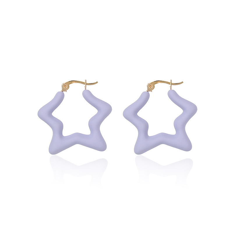 Candy Color Fashion Childlike Star Earring Five-pointed Star Long Resin Earrings Wholesale Nihaojewelry display picture 8