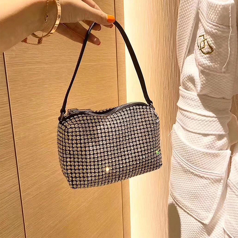 新款真皮女包包 大王链条水钻包满钻牛皮手拎小包 单肩手提斜跨包