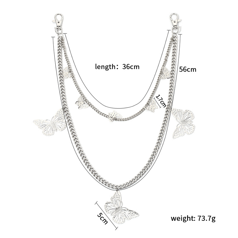 128g Weight Waist Chain Classification Alloy Material Unisex Gender Hip-Hop Style Silver Color New Fashion  Trend Paper Clip  Hip Hop Belt Pants Chain 1