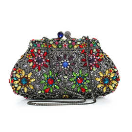 批发镶钻链条小包包名媛花朵宴会手包婚宴水钻晚宴包晚装手包bags