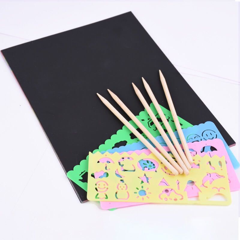 Manufacturer Direct Sales Bright and Colorful Scratch Art Paper 32K Children's Scratch Art Creative DIY Painting Scratch Game Kindergarten Creation