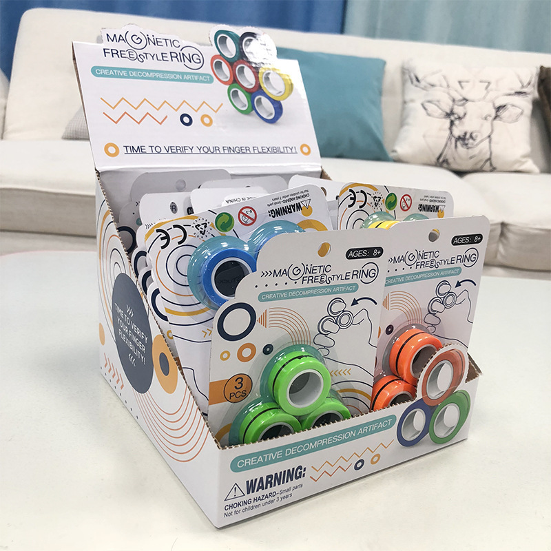 亞馬遜跨境外貿網紅同款手指遊戲手環戒指解壓玩具磁力戒指玩具