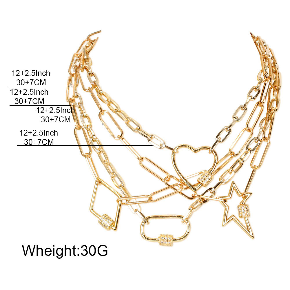 hot sale geometric link buckle fashion alloy clavicle chain pendant necklace