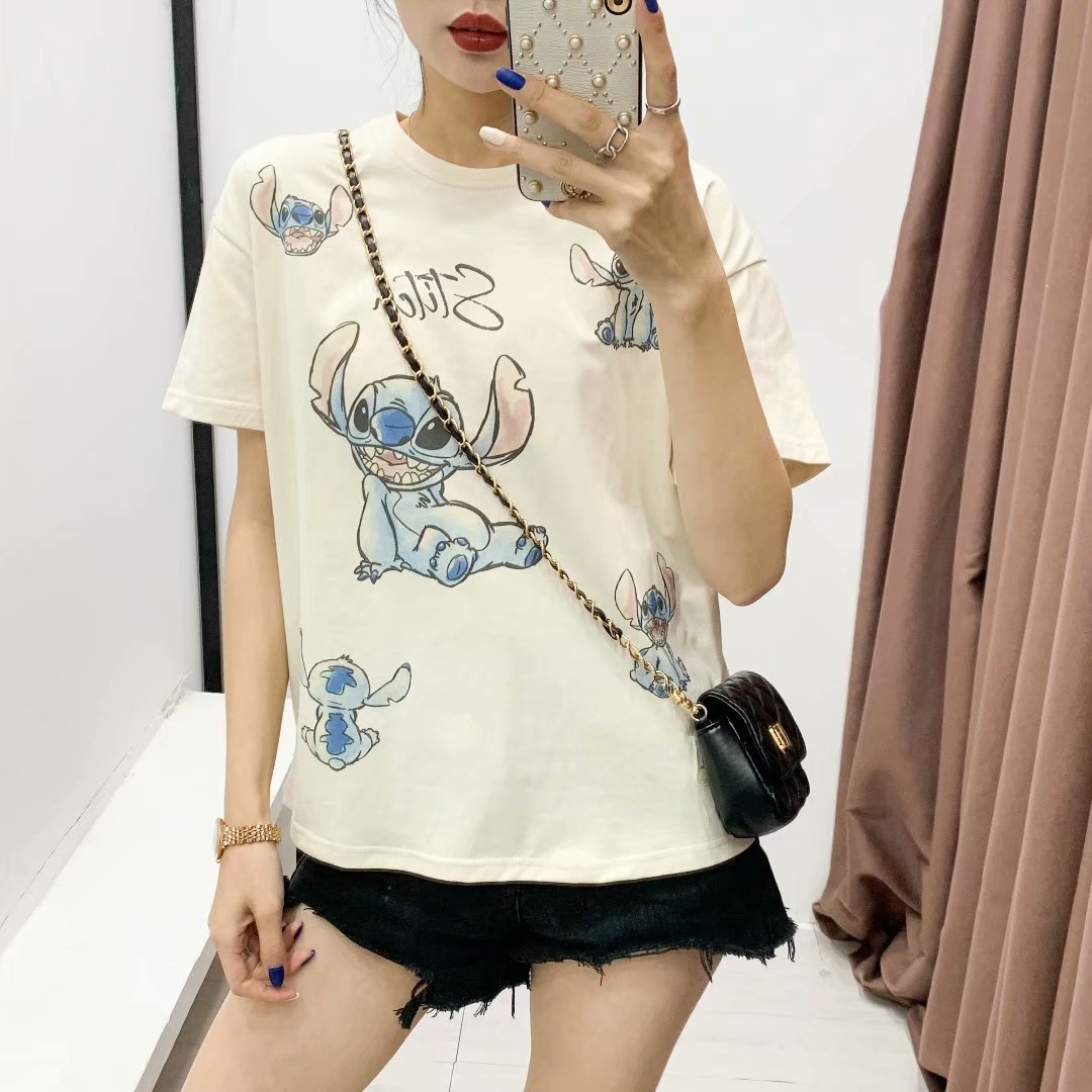 cartoon illustration loose round neck T-shirt  NSAM10054