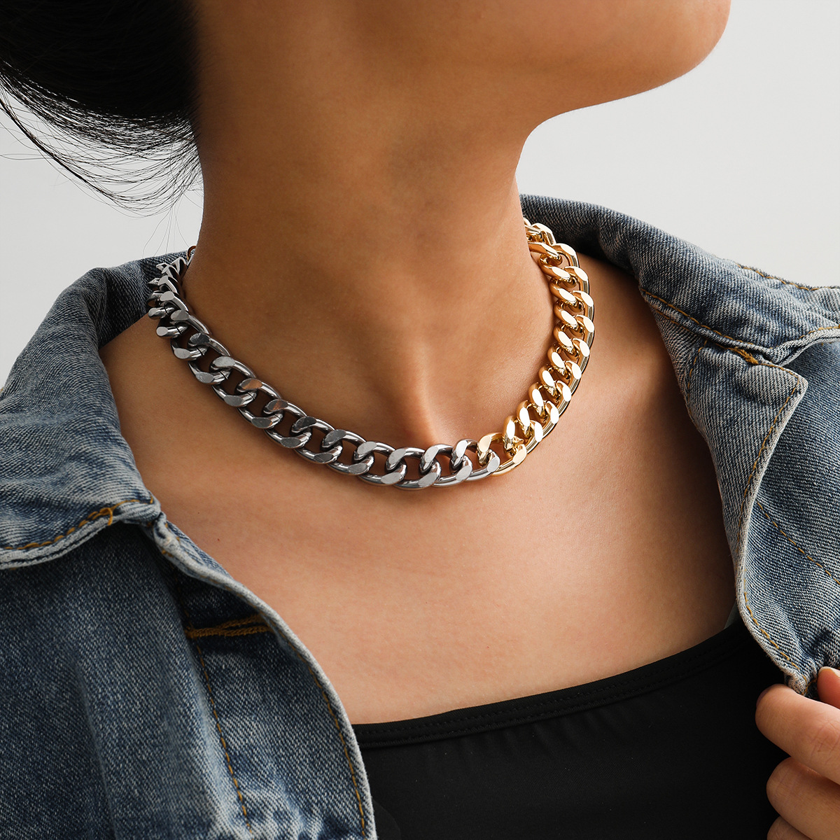 New Product Creative Street Shooting Mixed Color Accessories Simple Chain Necklace Wholesale Nihaojewelry display picture 4