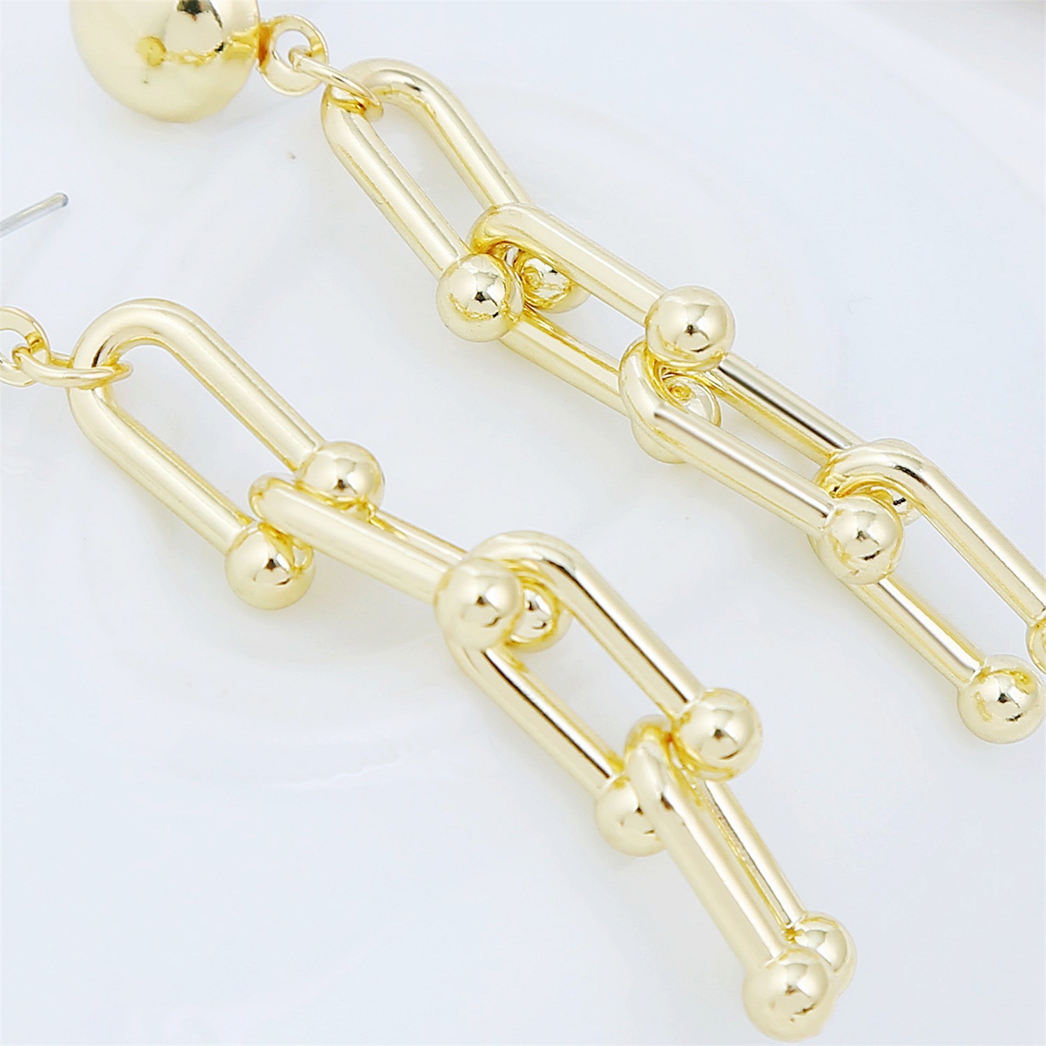 Metal Geometric Irregular Pattern Long Earrings display picture 11