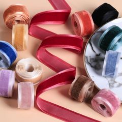 Velvet satin trim ribbon, handmade DIY bow hair accessories, straw hat hair ties, clothing embellishments – chenille satin-edged woven tape