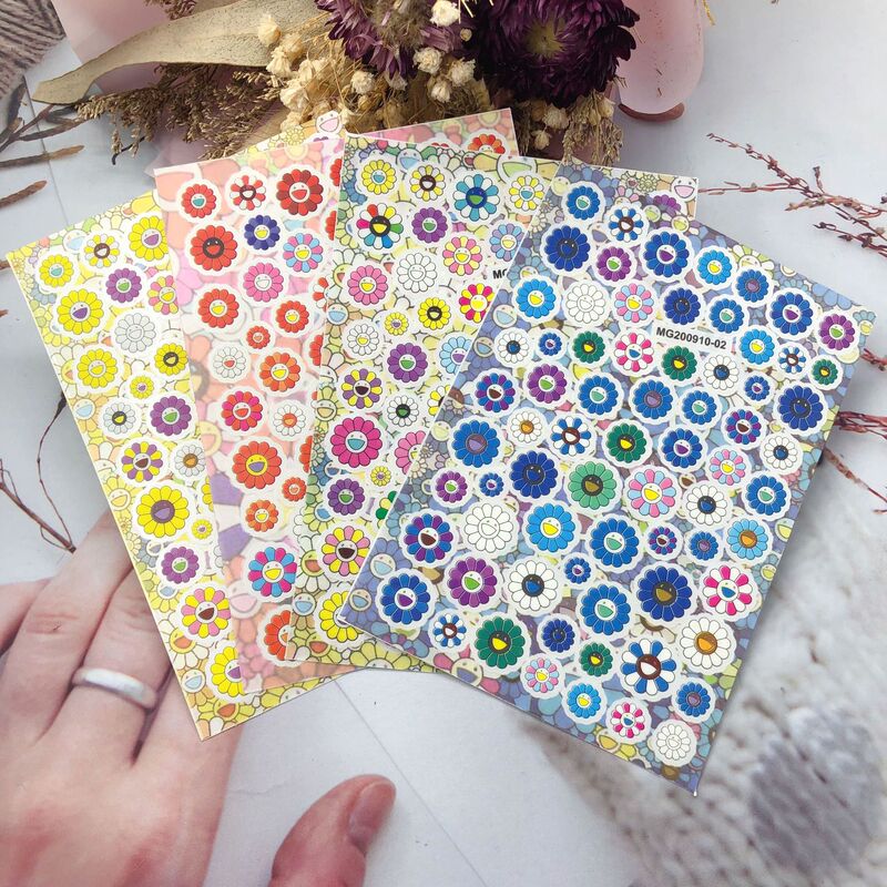 diy Japanese Thin Glue Nail Art Sticker Murakami Sunflower September New Factory Direct Supply