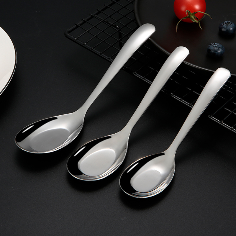 Stainless steel Spoon household Medium and small Flat spoon tableware Chinese style Flat bottom a soup spoon Manufactor customized