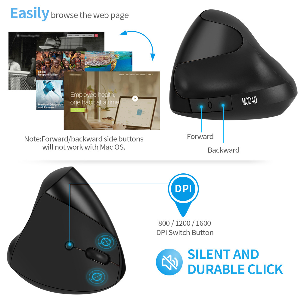 Creative Ergonomics Optoelektronische Stille 2,4G Drahtlose Maus Vertikale Stehende_voghion.com