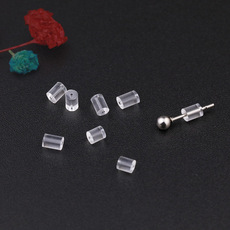 厂家批发塑料硅胶耳堵透明圆柱形耳钉塞细孔耳帽diy饰品配件耳迫