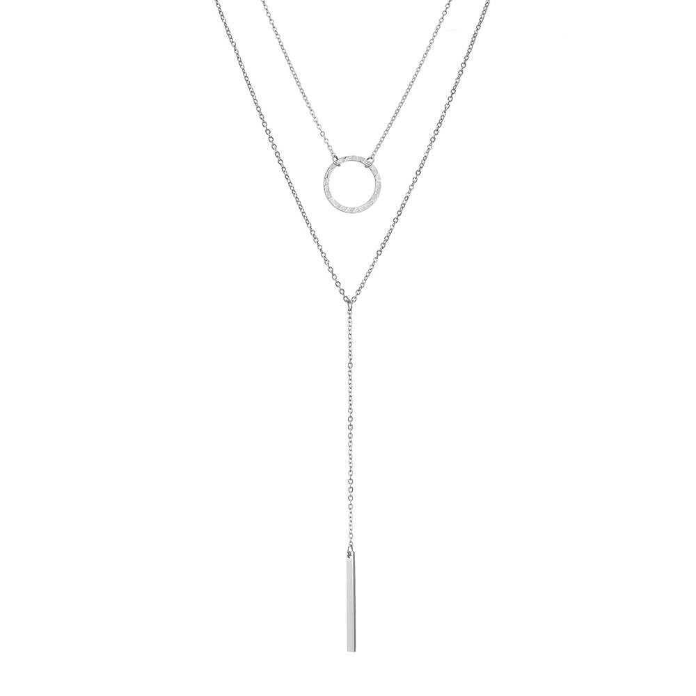 Necklace Geometric Round Sword Necklace L316 Stainless Steel Two Piece Necklace Clavicle Chain Wholesale Nihaojewelry display picture 4