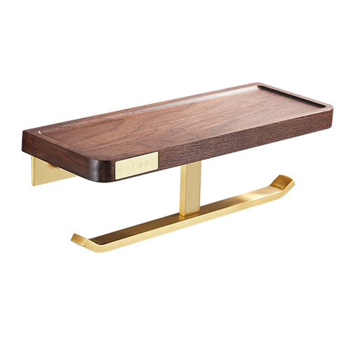 Bathroom punch-free wood paper towel holder toilet walnut paper towel holder bathroom roll paper rack paper towel hook